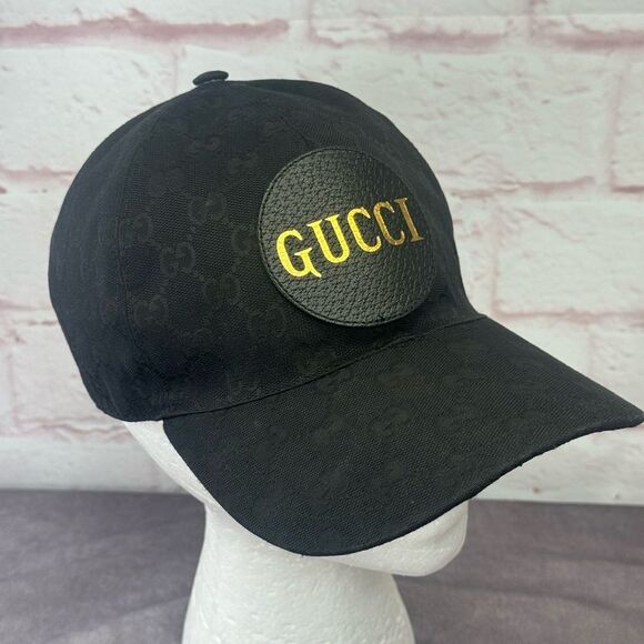 Gucci Off the Grid Black Patch Logo Black Baseball Cap Hat Medium - Picture 1 of 11
